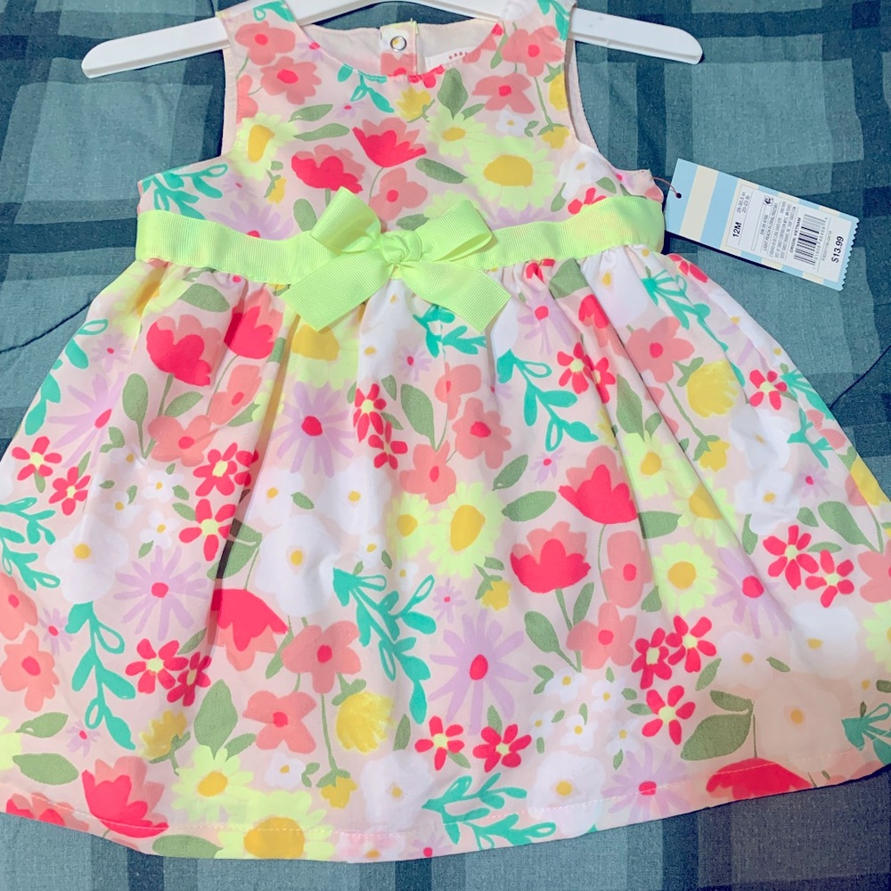 Baby Girl Sun dress size 12 months Light peach Floral